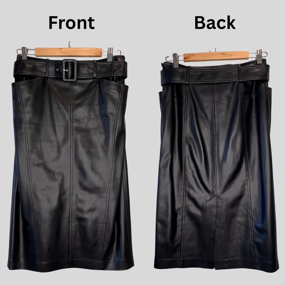 Theory Black Leather Pencil Skirt